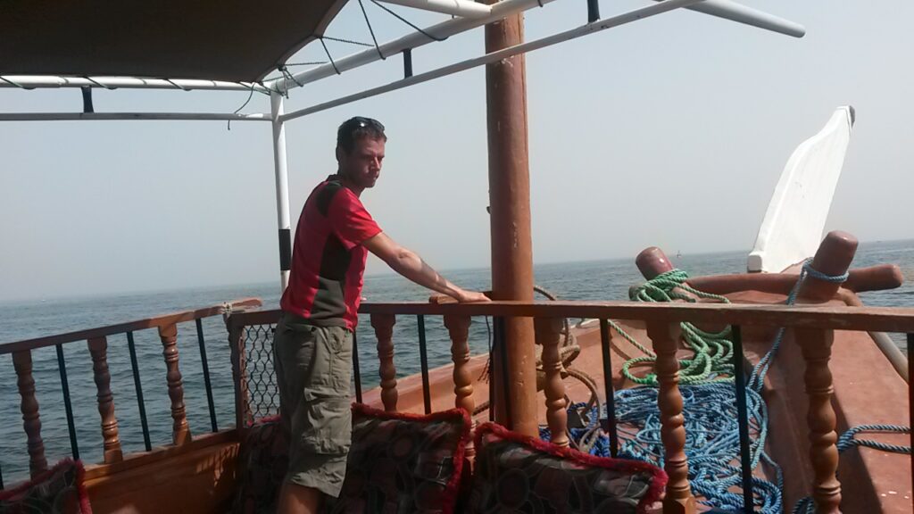 At the prow of an ancient dhow
